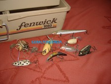 LOADED TACKLE BOX, FENWICK 1080, VINTAGE LURES BAIT, RETRO ANTIQUE