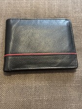 Men's Leather Wallet RFID Blocking Credit Card Holder With Red Stripe