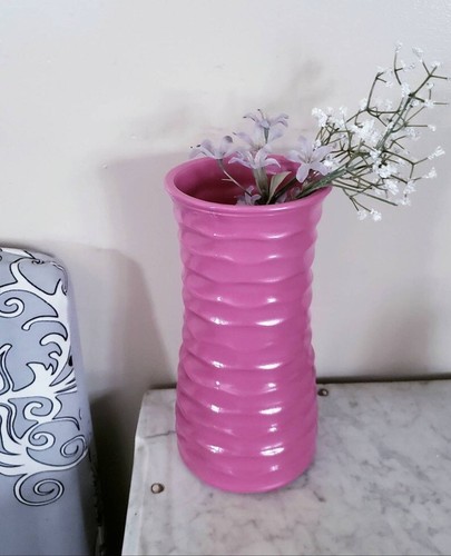 Pink glass vase vintage - glass, vase,