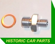OIL PRESSURE GAUGE PIPE CONNECTOR & washer for many 1950-60s Classic Cars