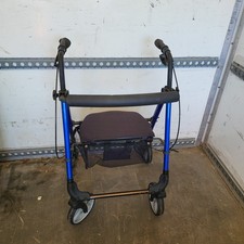 Mobility 4 Wheel Rollator/Walker Metal Frame seat brakes folding Blue