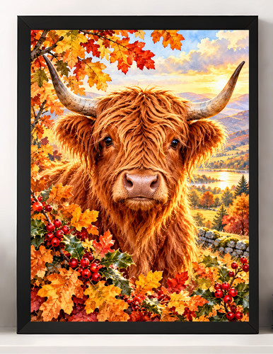 Highland cow autumn - autumn, a4