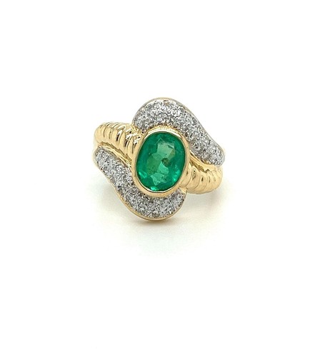 Vintage natural oval emerald - emerald, &