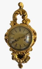 Vintage Gild Wall Clock, Gild Carved Rococo Syle 1960s