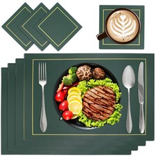 Placemats PU Leather Place Mats and Coasters Sets of 4 Washable Waterproof Table