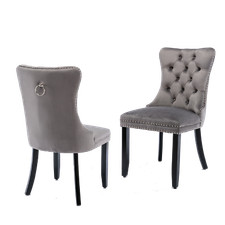 Set of 2/4/6x Velvet Dining Chairs High Back Wooden Legs for Dining Room Kitchen