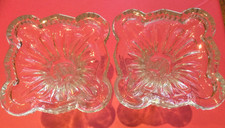 Pair of Small Crystal Glass Candlestick Holders - 10cm Tall, Cut/Faceted Base