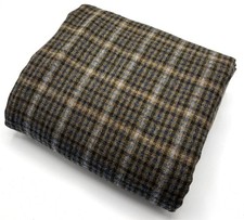 Blue Brown Wool Fabric Check