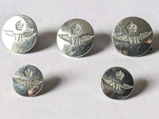 5 x WW2 Era Royal Air Force (RAF) Volunteer Reserve (VR) Kings Crown Buttons
