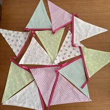 Next Fabric ‘Emily Ruffle’ bunting Length 310 X 21 Cm. Pinks And Greens