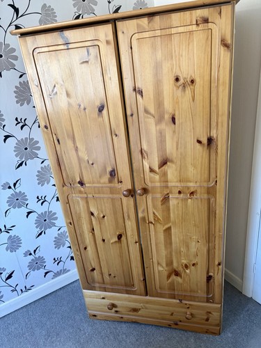 Pine wardrobe double doors one - pine,