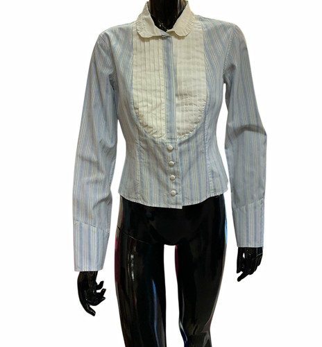 Etro blue white striped - striped, ruffle