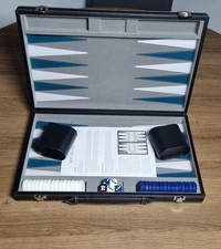 Gibsons Deluxe Travel Backgammon Board Game Complete In Faux Leather Case Gibson