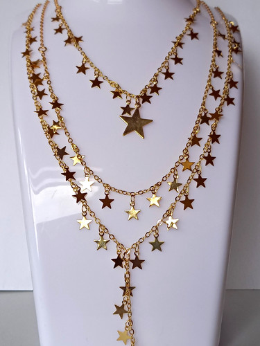Gold tone layered cable chain - cable,