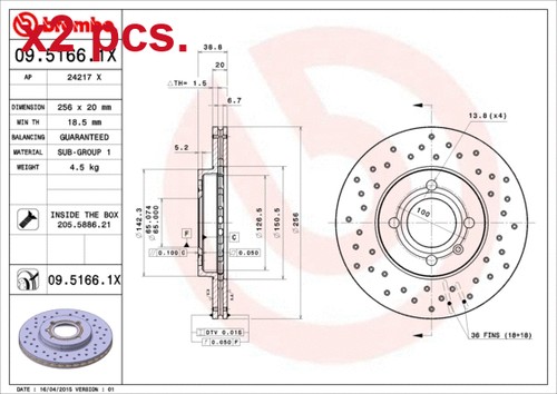 Pcs front brake - x2,