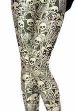 Black Milk Leggings Funny Bones Skeleton Halloween Gothic Punk Size S