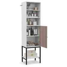 Sturdy Metal Support Slim Cupboard Tall Kitchen Storage Cabinet-White