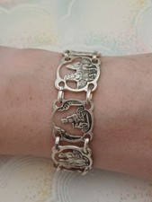 Vintage Bracelet Silver Tone Egyptian Revival Souvenir 20cm Long