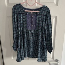 Mantaray Blue Cotton Tunic Top