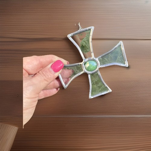 Stained glass cross - glass, suncatcher