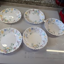 Vintage Arcopal France Feston Hortense 3 x Side/Dessert Plates and 2 bowls