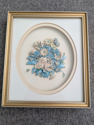 Vintage paper art with blue - art,