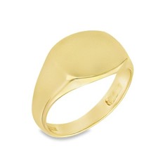 9ct Yellow Gold Cushion Signet Ring - Size Q - 12mm