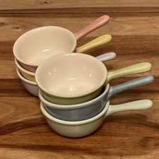 6 x Vintage Villeroy & Boch Ramekins with Handles Pastel Colours