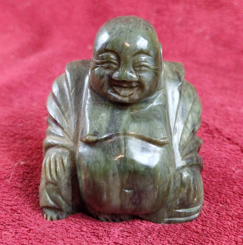 Buddha green stone hand carved - green,