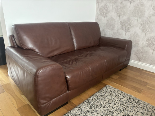 Brown leather sofa and arm - brown,