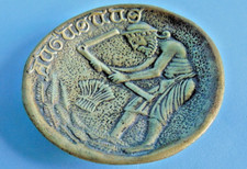 French bronze Art Deco horoscope themed trinket dish by Le Verrier AOUT / AUGUST