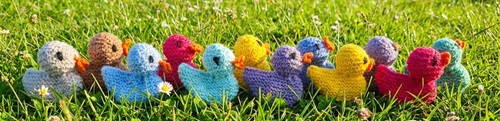 Hand knitted chick creme - hand,