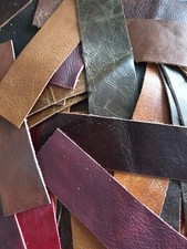 17 x Leather Pcs - 4x15cm Mixed Browns/Reds  Scraps Offcuts, - Craft,  Patches
