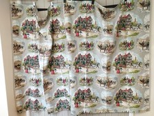 vintage barkcloth curtains c. 1950s horse carriage inn 57" drop