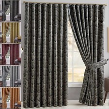 Luxury Modern Jacquard Curtains Ready Made Fully Lined Ring Top & Pencil Pleat