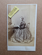 OLD PHOTO CDV WOMAN DRESS FASHION WRITING DESK GLASGOW SOCIAL HISTORY PS 374