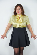Yellow glossy satin short