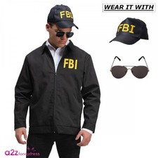 Adult FBI Jacket Only or Jacket/Cap/Shades USA Police Cop Stag Party Fancy Dress