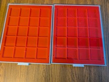 2 Empty used Lindner Trays each for  20 large coins : (48mm Squares)