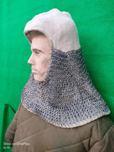 Medieval chainmail coif with - chainmail,