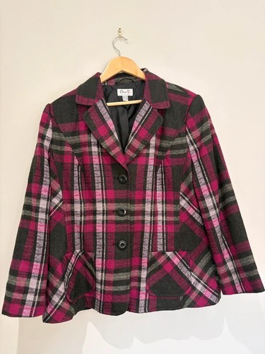 Y2k oscar pink tartan wool - y2k,