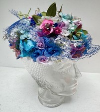 Vintage Women's Floral Statement Hat Philip Somerville Milliner Rare Statement