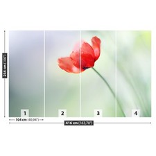 Non woven Wall Mural Photo Wallpaper Poster Picture Image Poppy Red