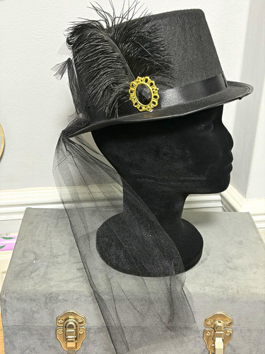 Steampunk black felt top hat - felt,