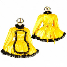Girl Maid Sissy yellow Satin
