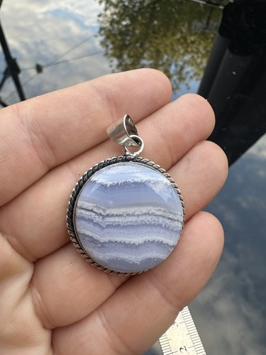 Large blue lace agate - agate, pendant