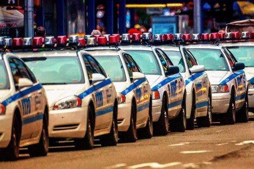 Nypd police cars lined new - police,
