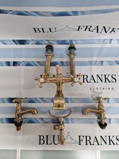 Vintage Brass Mixer Bath Tap With Shower Head Connector Stand & Basin Taps