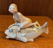 Miniature Art Deco Bathing Belle Girl On A Fish