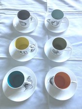Susie Cooper Bone China Black Fruit Coffee Cup & Saucer Set of 6 2062